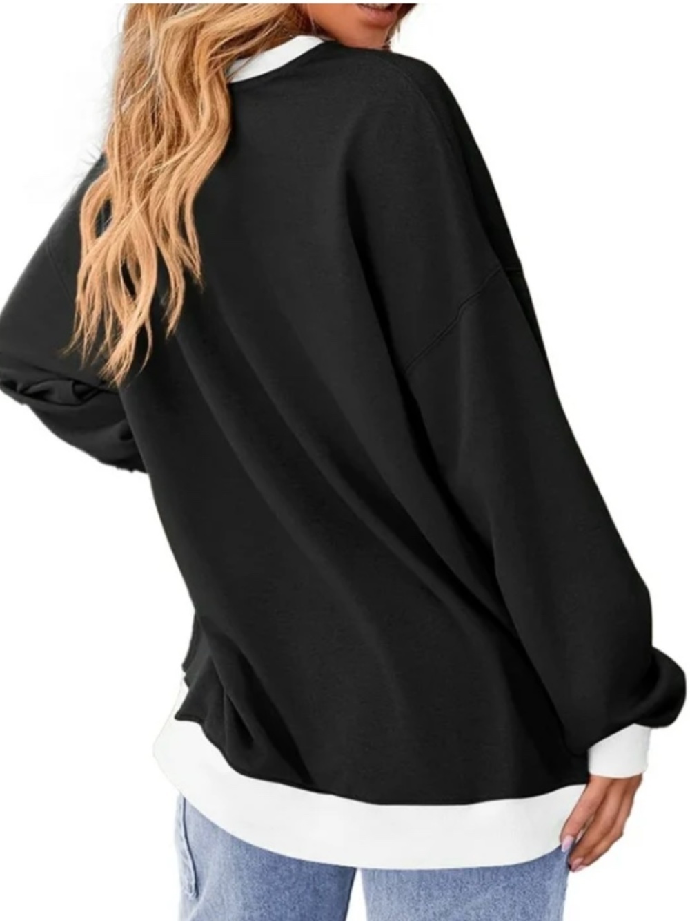 Fantaslook Oversized Colorblock Sweatshirt 3XL Black White NWT - Picture 3 of 14